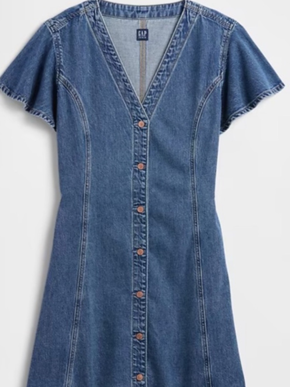 Gap Denim Flutter Sleeve Mini Dress - Medium - Picture 3 of 3